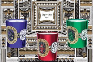 Collage of artwork for diptyque's Holiday 2016 collection